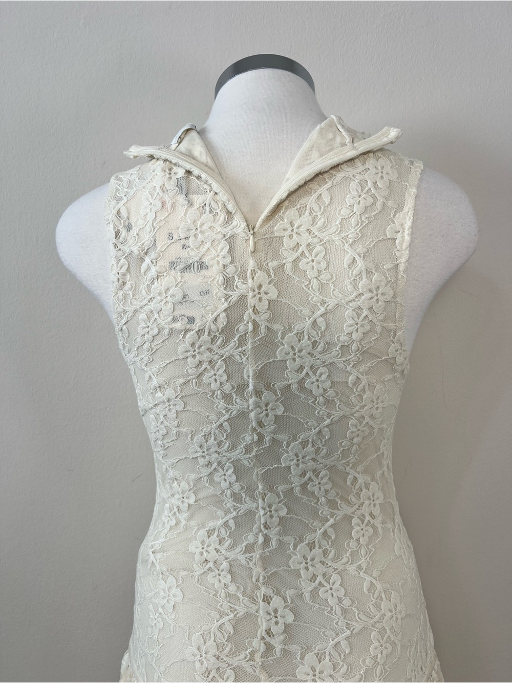 ZARA NWT Ecru Lace Maxi Dress Size S Sheer Mock Neck Wedding Bridal Boho - Picture 7 of 15